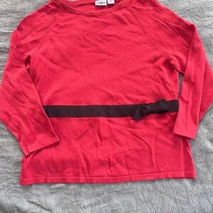 Vintage Cato Women’s Orange Retro Boho Y2K 3/4 Sleeve Top Size Large Bow Accent